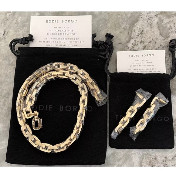 NWT 2 Piece Set Eddie Borgo Supra Chain Link Necklace & Earrings - Picture 4 of 6